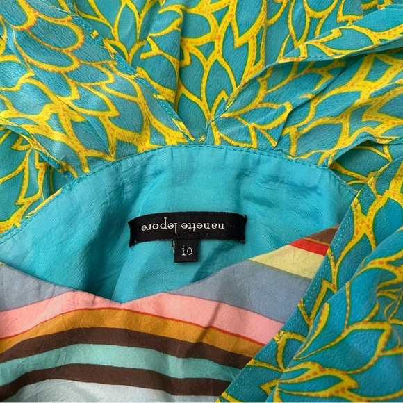 NANETTE LEPORE Santa Fe Hot Tamale Silk Ruffle Floral Print Mini Dress - Picture 10 of 10